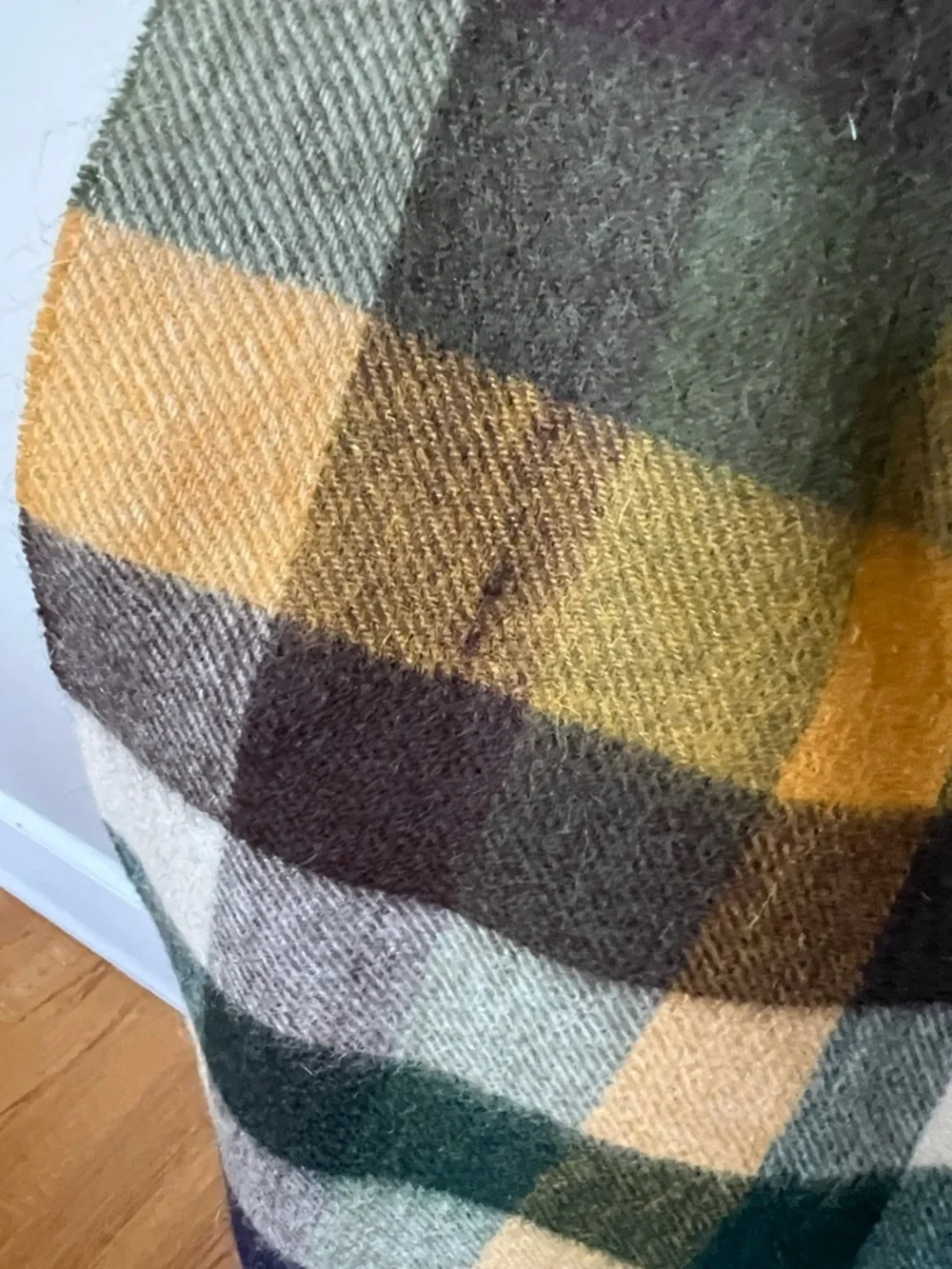 Barbour Tattersall Tartan Lambswool Fringe Scarf Forest Mist Check Pattern